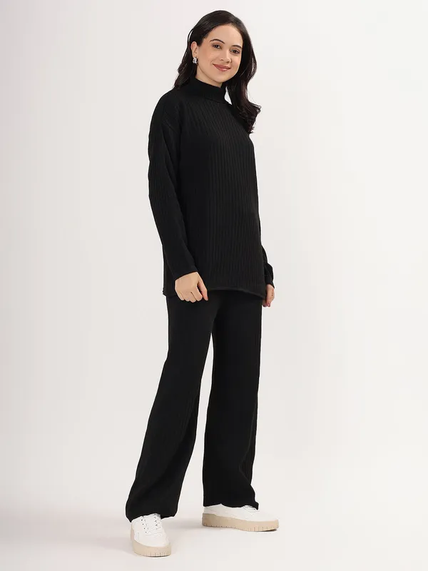 Black_Women_Woollen_Co-Ord_Set_High_Neck_Ribbed_Knit_Sweater_&_Wide_Leg_Pants_Winter_Warm_Knitwear