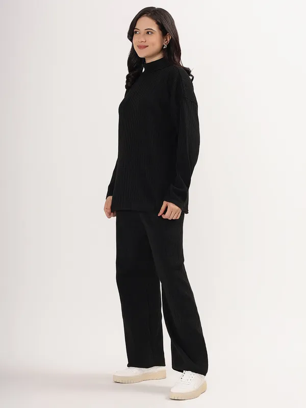 Black_Women_Woollen_Co-Ord_Set_High_Neck_Ribbed_Knit_Sweater_&_Wide_Leg_Pants_Winter_Warm_Knitwear