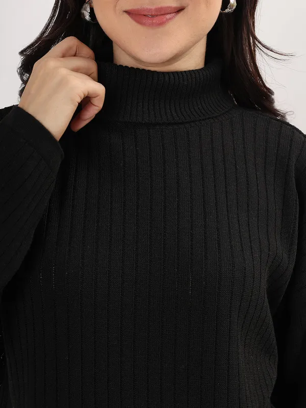 Black_Women_Woollen_Co-Ord_Set_High_Neck_Ribbed_Knit_Sweater_&_Wide_Leg_Pants_Winter_Warm_Knitwear
