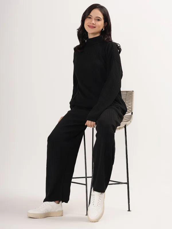 Black_Women_Woollen_Co-Ord_Set_High_Neck_Ribbed_Knit_Sweater_&_Wide_Leg_Pants_Winter_Warm_Knitwear