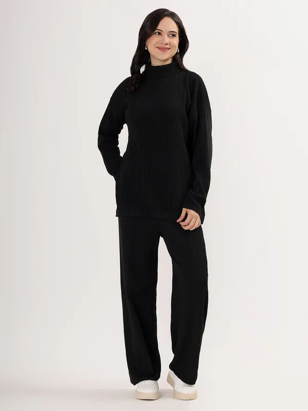 Black_Women_Woollen_Co-Ord_Set_High_Neck_Ribbed_Knit_Sweater_&_Wide_Leg_Pants_Winter_Warm_Knitwear