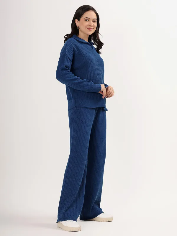 Airforce_Women_Winter_Lounge_Co-Ord_Set_Ribbed_Knit_Polo_Sweater_&_Wide_Leg_Pajama_Pants