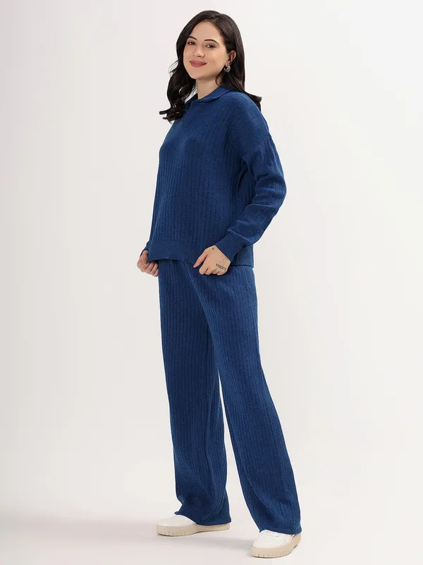 Airforce_Women_Winter_Lounge_Co-Ord_Set_Ribbed_Knit_Polo_Sweater_&_Wide_Leg_Pajama_Pants