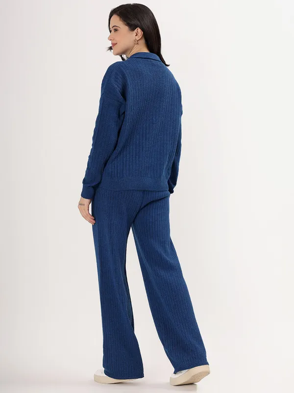 Airforce_Women_Winter_Lounge_Co-Ord_Set_Ribbed_Knit_Polo_Sweater_&_Wide_Leg_Pajama_Pants