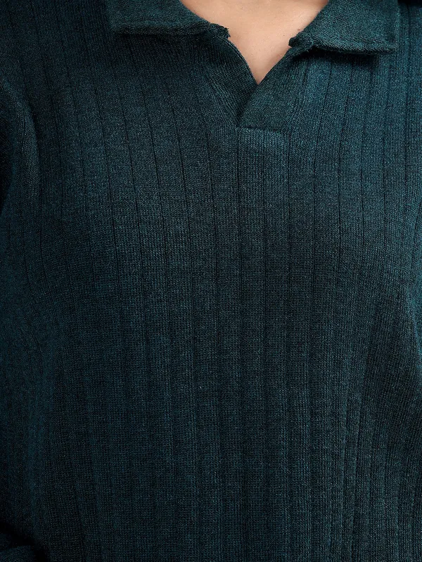 Peacock_Women_Winter_Lounge_Co-Ord_Set_Ribbed_Knit_Polo_Sweater_&_Wide_Leg_Pajama_Pants