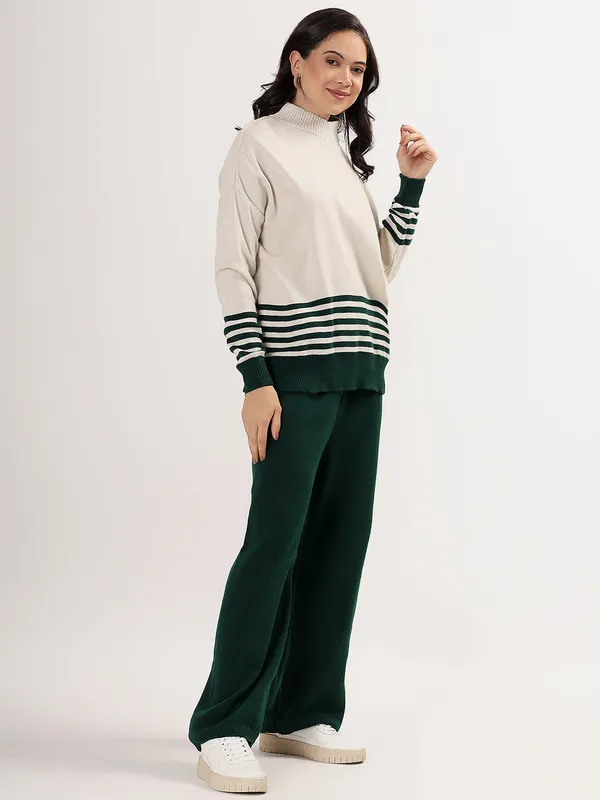 White_Women_Winter_Woolen_Co-Ord_Set_Wool_Blend_High_Neck_Top_&_Wide_Leg_Pants_Warm_Knitwear_Tracksuit
