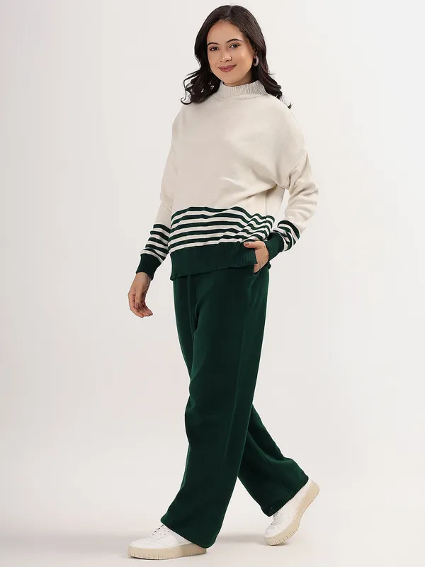 White_Women_Winter_Woolen_Co-Ord_Set_Wool_Blend_High_Neck_Top_&_Wide_Leg_Pants_Warm_Knitwear_Tracksuit