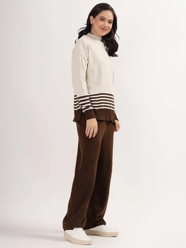 Brown_Women_Winter_Woollen_Co-Ord_Set_Wool_Blend_High_Neck_Top_&_Wide_Leg_Pants_Warm_Knitwear_Tracksuit
