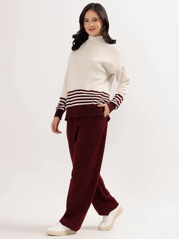 Wine_Women_Winter_Woollen_Co-Ord_Set_Wool_Blend_High_Neck_Top_&_Wide_Leg_Pants_Warm_Knitwear_Tracksuit