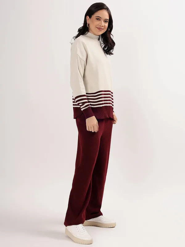 Wine_Women_Winter_Woollen_Co-Ord_Set_Wool_Blend_High_Neck_Top_&_Wide_Leg_Pants_Warm_Knitwear_Tracksuit
