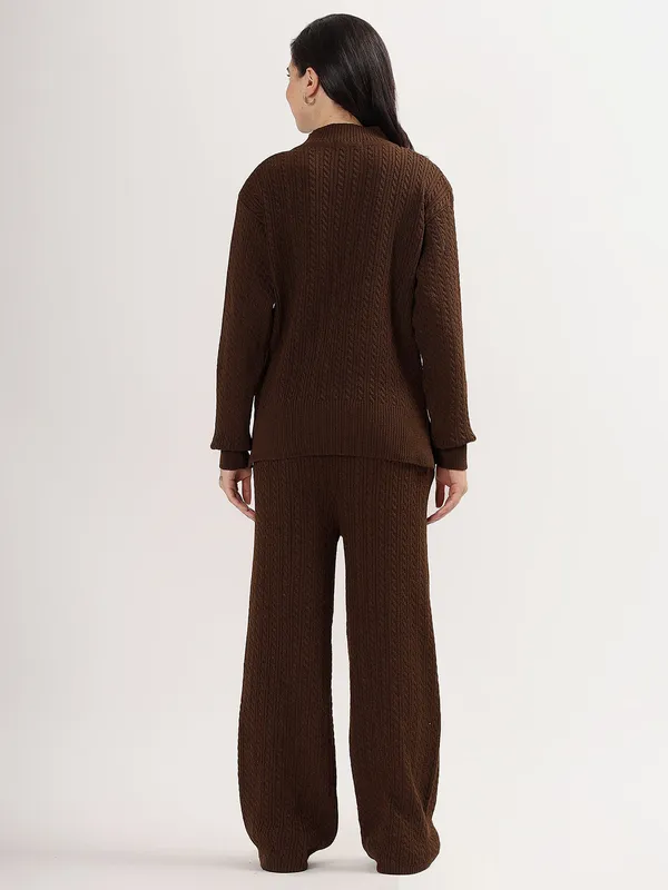 Brown_Chic_Knit_Lounge_Set_For_Women_Winter_Co-Ord_With_Wide_Leg_Pants