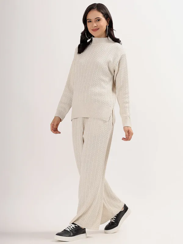 Cream_Chic_Knit_Lounge_Set_For_Women_Winter_Co-Ord_With_Wide_Leg_Pants