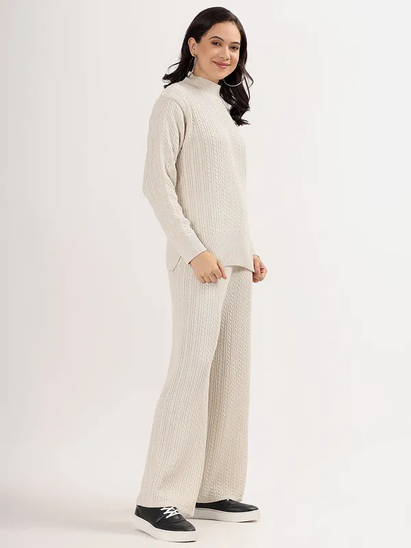 Cream_Chic_Knit_Lounge_Set_For_Women_Winter_Co-Ord_With_Wide_Leg_Pants