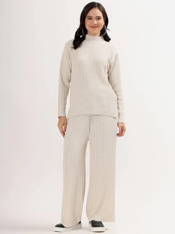 Cream_Chic_Knit_Lounge_Set_For_Women_Winter_Co-Ord_With_Wide_Leg_Pants