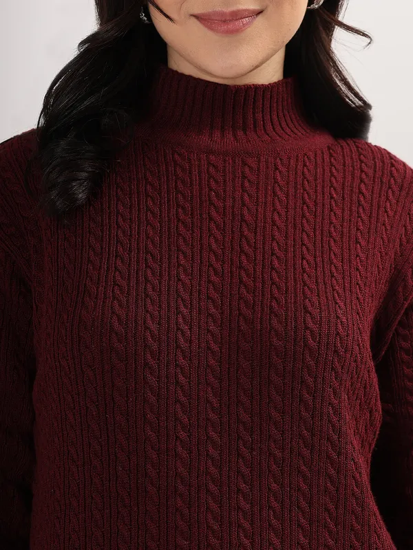 Wine_Chic_Knit_Lounge_Set_For_Women_Winter_Co-Ord_With_Wide_Leg_Pants