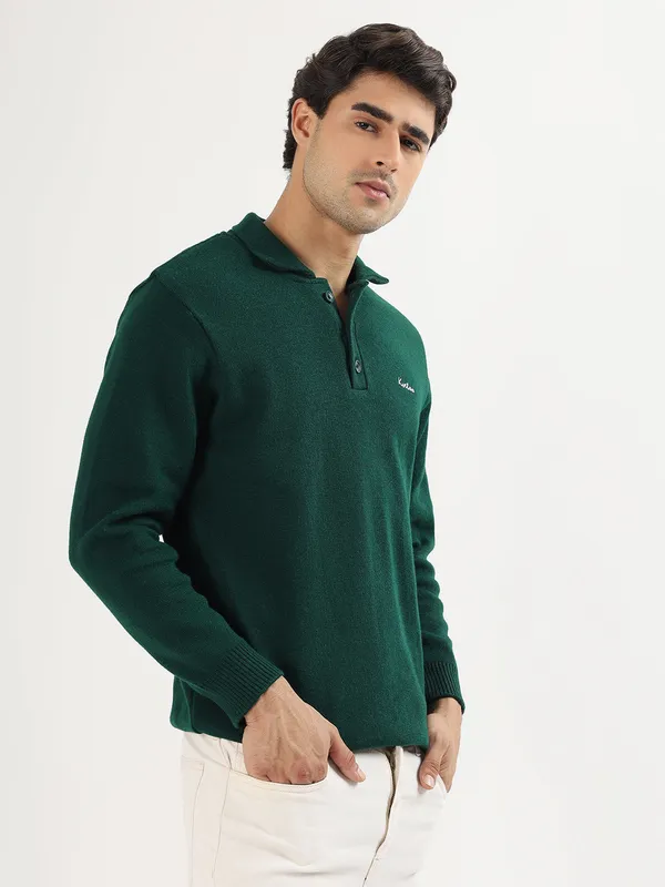 Bottle_Green_Men's_Polo_Johnny_Collar_Sweater_Premium_Winter_Knitwear_Stylish_&_Comfortable_Mens_Pullover