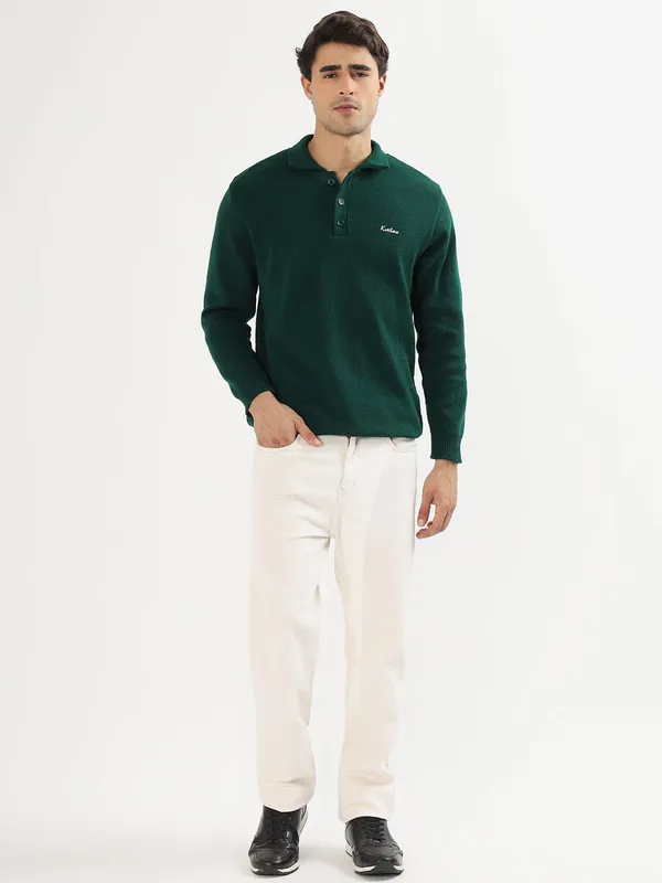 Bottle_Green_Men's_Polo_Johnny_Collar_Sweater_Premium_Winter_Knitwear_Stylish_&_Comfortable_Mens_Pullover
