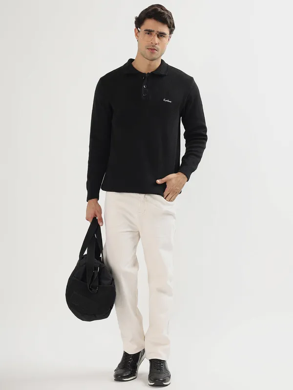 Black_Men's_Polo_Johnny_Collar_Sweater_Premium_Winter_Knitwear_Stylish_&_Comfortable_Mens_Pullover