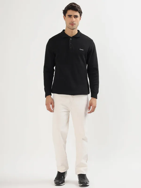 Black_Men's_Polo_Johnny_Collar_Sweater_Premium_Winter_Knitwear_Stylish_&_Comfortable_Mens_Pullover