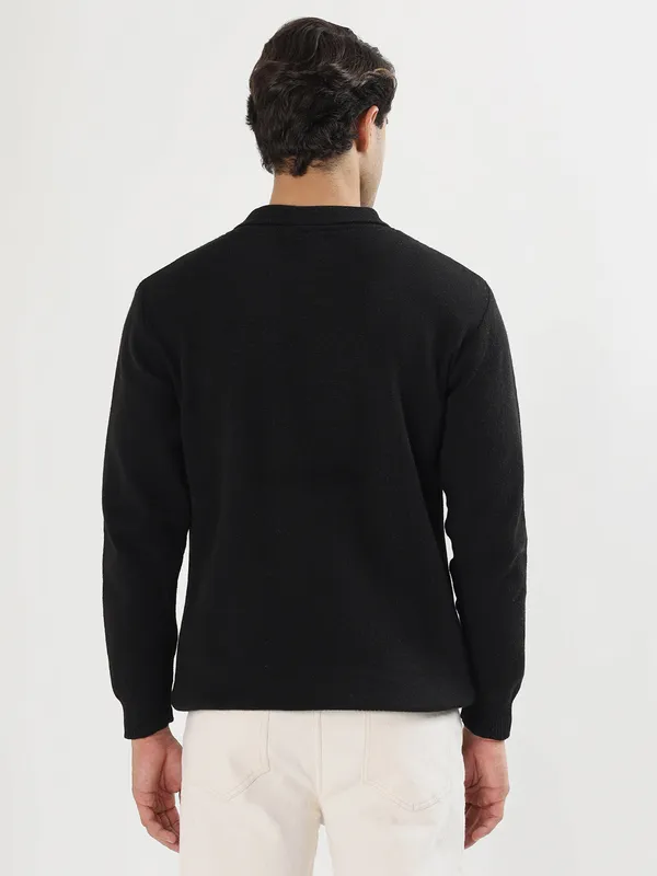 Black_Men's_Polo_Johnny_Collar_Sweater_Premium_Winter_Knitwear_Stylish_&_Comfortable_Mens_Pullover