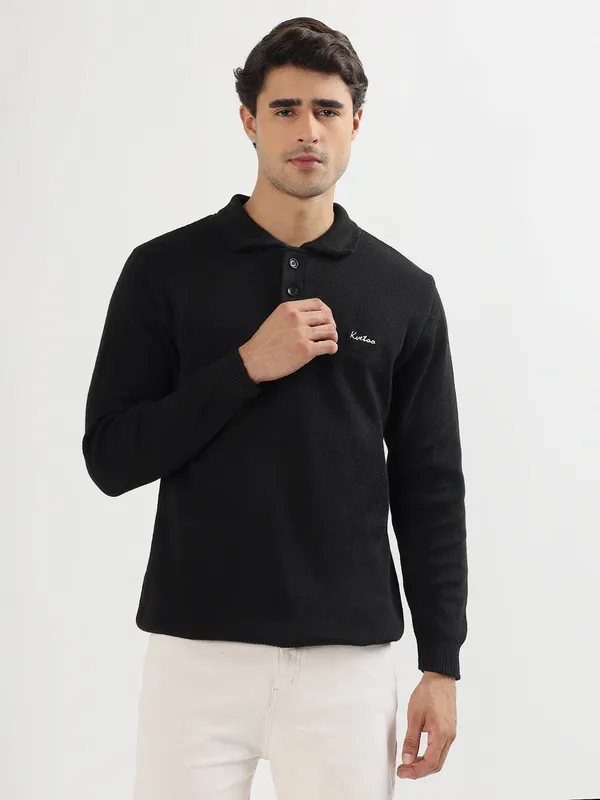 Black_Men's_Polo_Johnny_Collar_Sweater_Premium_Winter_Knitwear_Stylish_&_Comfortable_Mens_Pullover