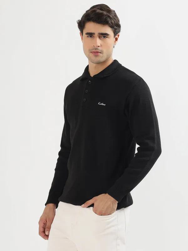 Black_Men's_Polo_Johnny_Collar_Sweater_Premium_Winter_Knitwear_Stylish_&_Comfortable_Mens_Pullover