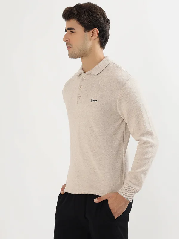Cream_Men's_Polo_Johnny_Collar_Sweater_Premium_Winter_Knitwear_Stylish_&_Comfortable_Mens_Pullover