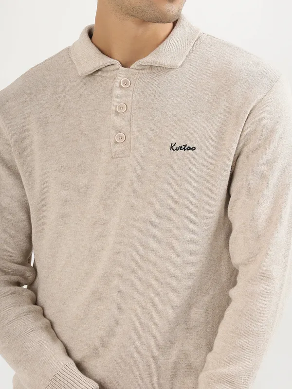 Cream_Men's_Polo_Johnny_Collar_Sweater_Premium_Winter_Knitwear_Stylish_&_Comfortable_Mens_Pullover