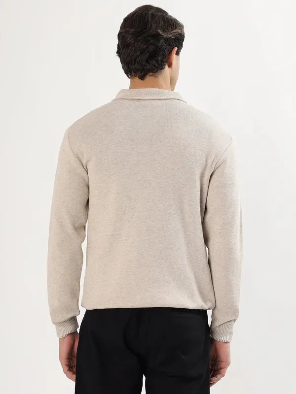 Cream_Men's_Polo_Johnny_Collar_Sweater_Premium_Winter_Knitwear_Stylish_&_Comfortable_Mens_Pullover