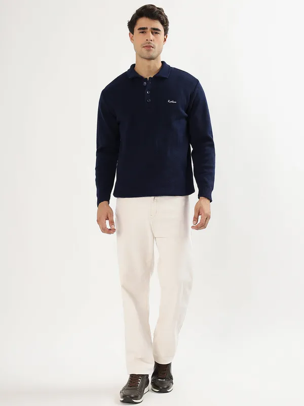 Navy_Men's_Polo_Johnny_Collar_Sweater_Premium_Winter_Knitwear_Stylish_&_Comfortable_Mens_Pullover
