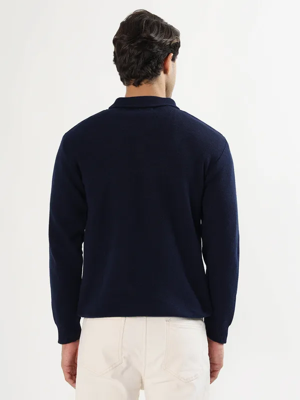 Navy_Men's_Polo_Johnny_Collar_Sweater_Premium_Winter_Knitwear_Stylish_&_Comfortable_Mens_Pullover