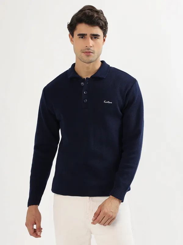 Navy_Men's_Polo_Johnny_Collar_Sweater_Premium_Winter_Knitwear_Stylish_&_Comfortable_Mens_Pullover
