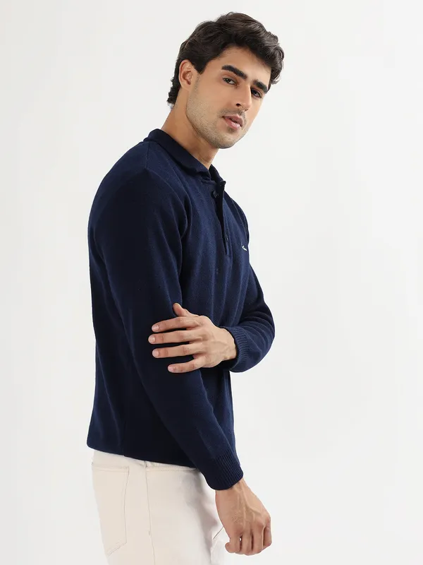 Navy_Men's_Polo_Johnny_Collar_Sweater_Premium_Winter_Knitwear_Stylish_&_Comfortable_Mens_Pullover