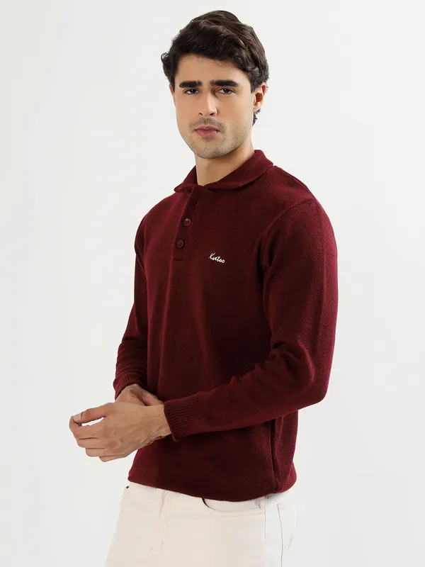 Wine_Men's_Polo_Johnny_Collar_Sweater_Premium_Winter_Knitwear_Stylish_&_Comfortable_Mens_Pullover
