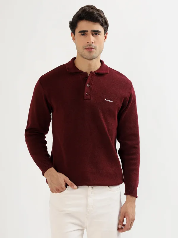 Wine_Men's_Polo_Johnny_Collar_Sweater_Premium_Winter_Knitwear_Stylish_&_Comfortable_Mens_Pullover