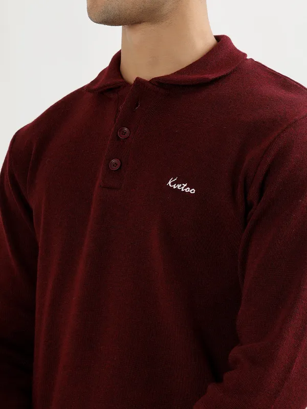 Wine_Men's_Polo_Johnny_Collar_Sweater_Premium_Winter_Knitwear_Stylish_&_Comfortable_Mens_Pullover
