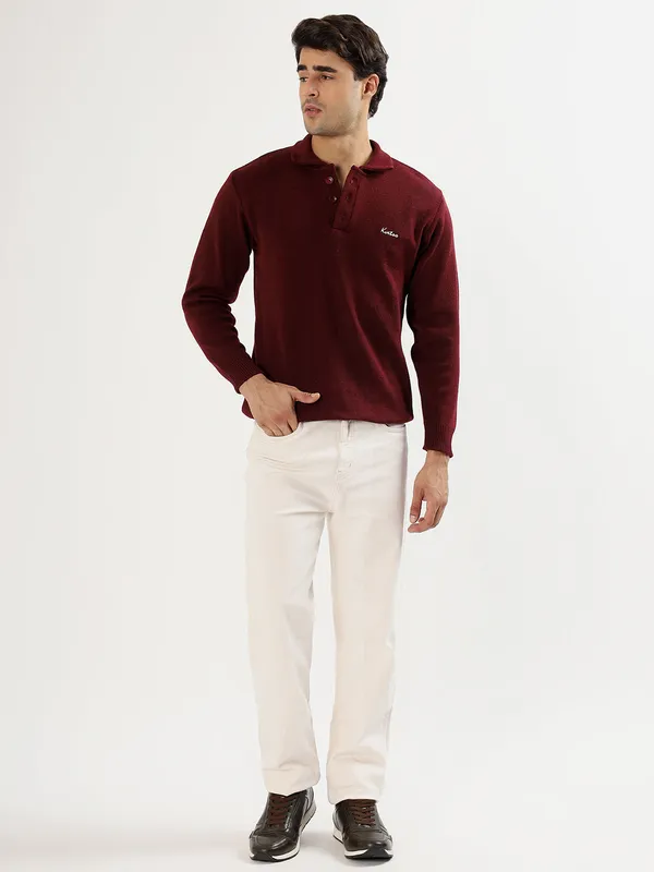 Wine_Men's_Polo_Johnny_Collar_Sweater_Premium_Winter_Knitwear_Stylish_&_Comfortable_Mens_Pullover