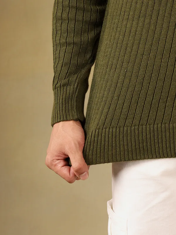 Olive_Woolen_Zipper_Sweater_For_Men