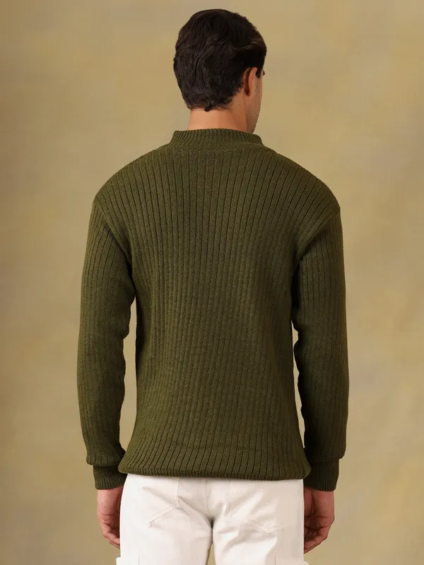 Olive_Woolen_Zipper_Sweater_For_Men
