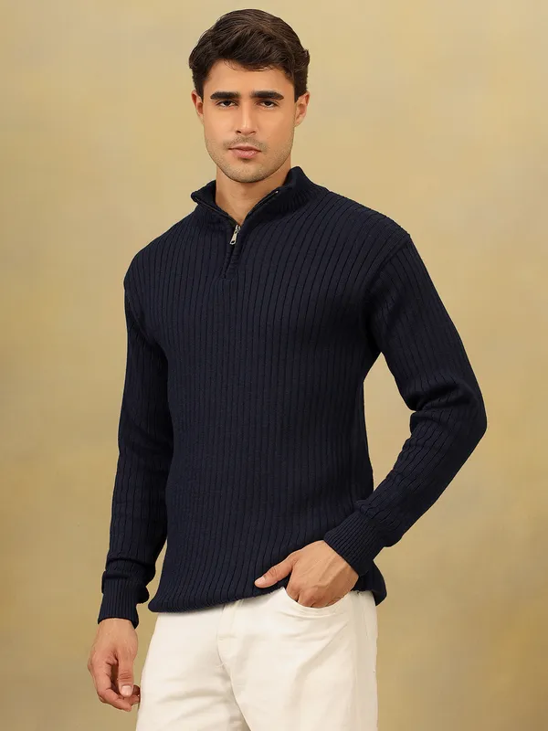 Navy_Woolen_Zipper_Sweater_For_Men