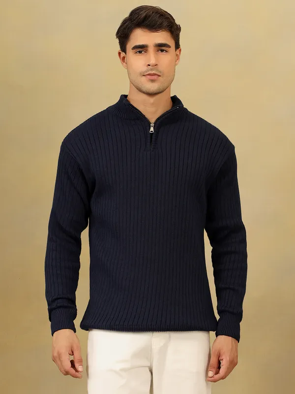 Navy_Woolen_Zipper_Sweater_For_Men