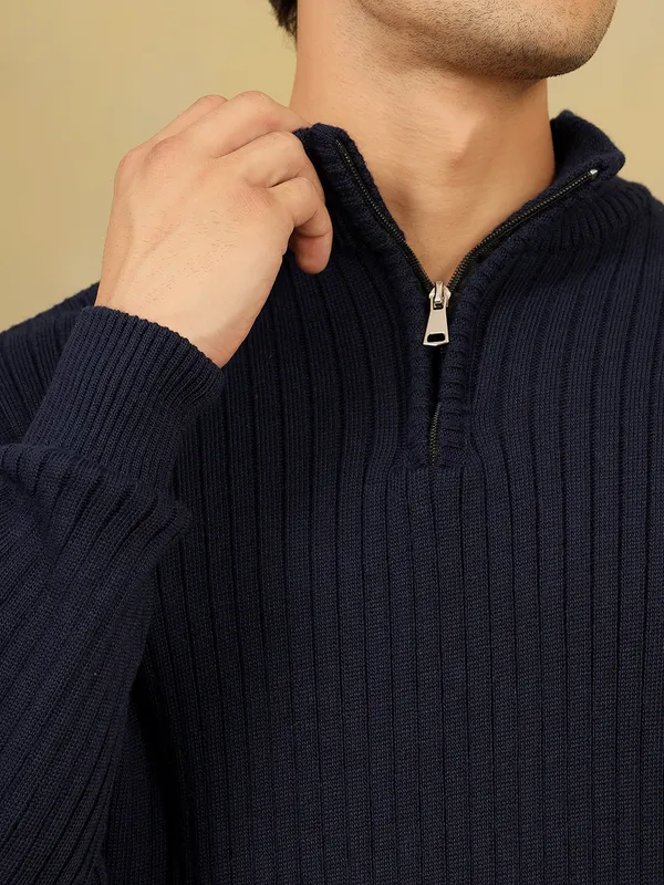 Navy_Woolen_Zipper_Sweater_For_Men