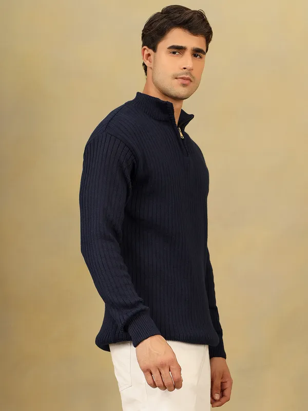 Navy_Woolen_Zipper_Sweater_For_Men