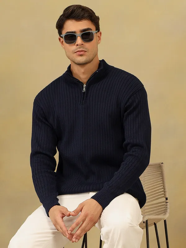 Navy_Woolen_Zipper_Sweater_For_Men