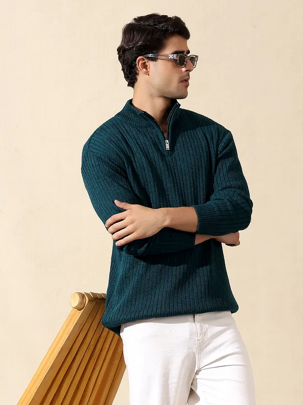 Peacock_Woolen_Zipper_Sweater_For_Men