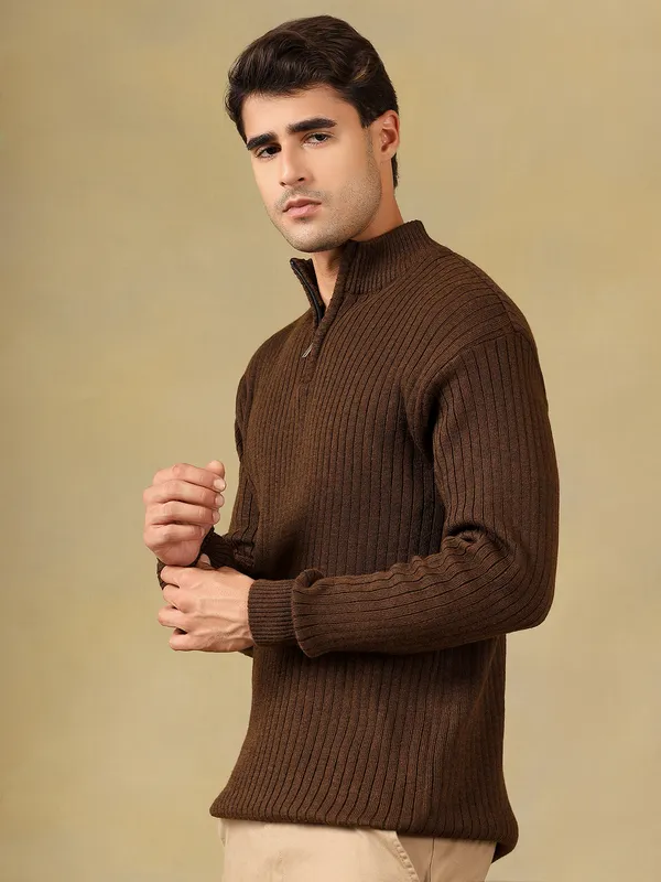 Brown_Woolen_Zipper_Sweater_For_Men