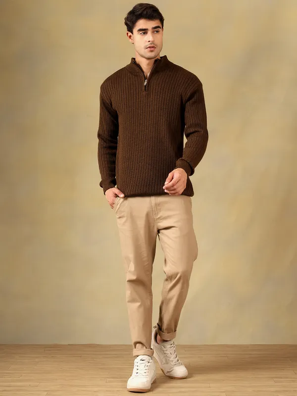 Brown_Woolen_Zipper_Sweater_For_Men