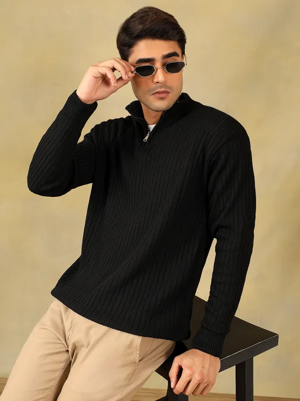Black_Woolen_Zipper_Sweater_For_Men