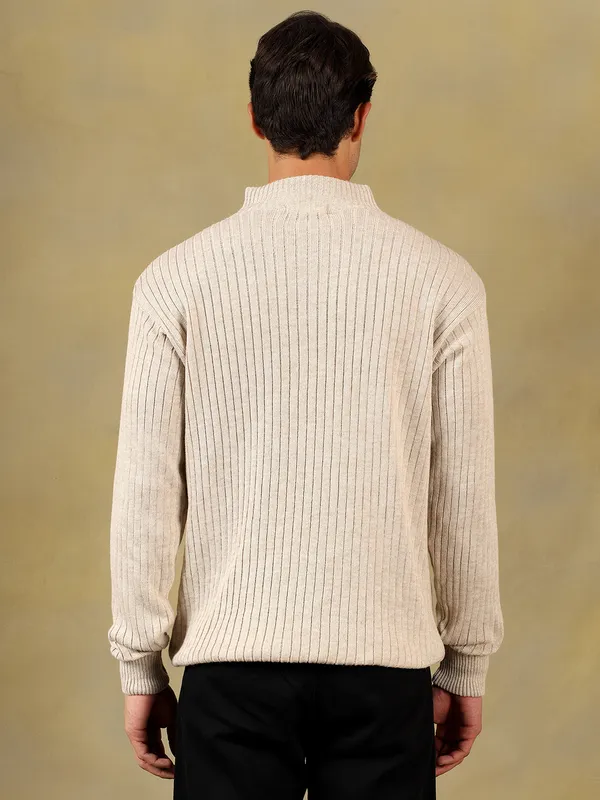Cream_Woolen_Zipper_Sweater_For_Men