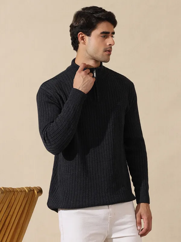 Dark_Grey_Woolen_Zipper_Sweater_For_Men